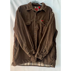 WOLVERINE Mens Corduroy Flannel Shirt BOOTS AND GEAR Large Brown Dad Husband BF